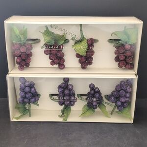 Pier 1 Imports Set Of 2 Sugared Beaded Grape Napkin Ring Holders .